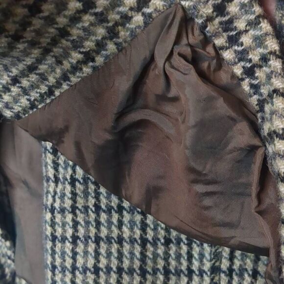 Vintage Scottish Harris Tweed 100% Wool Macy's Blazer Suit Green Brown Plaid Jac - Picture 7 of 12